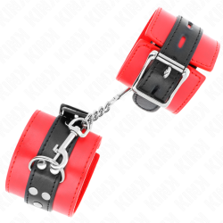 Kink - Appui-Poignets Rouge Avec Ceinture Noire Réglable 17-28 Cm X 6 Cm